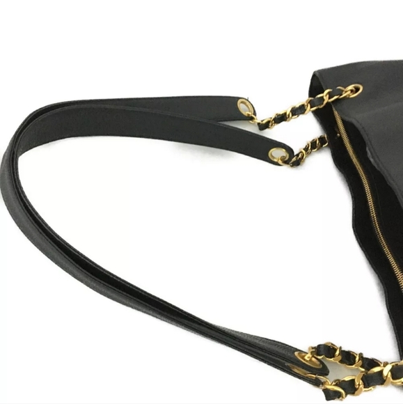 CHANEL CC Logo Caviar Skin Chain Shoulder Tote Bag - Picture 7 of 11